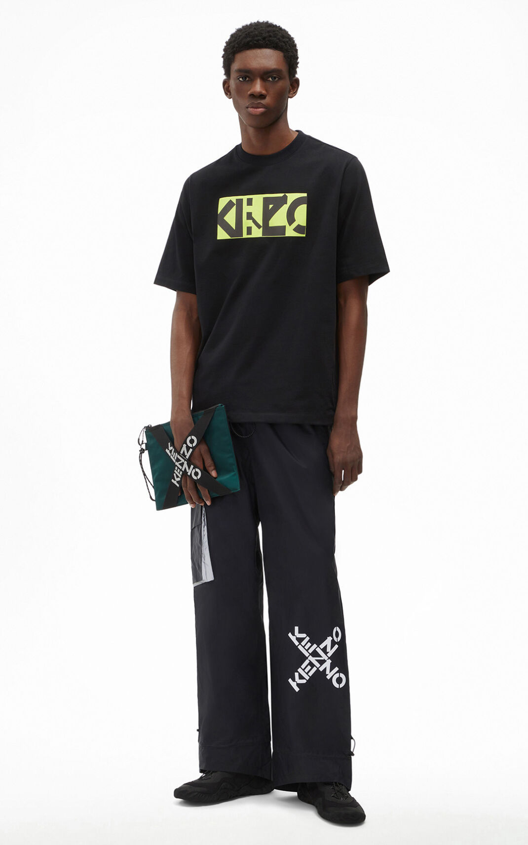 Kenzo Oversize Sport Box Tişört Erkek Siyah | 1690-OQGCZ